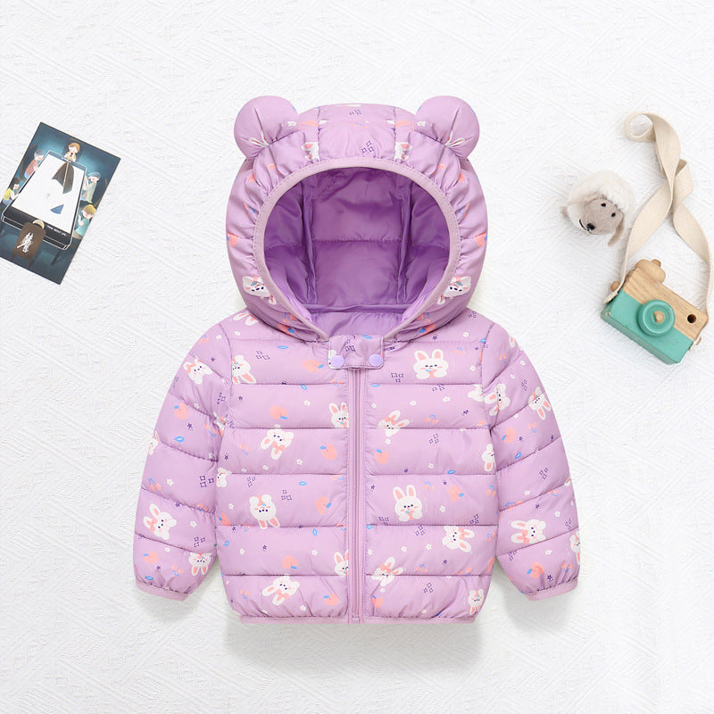 Foreign trade 2025 autumn and winter new cartoon children's down cotton jackets for boys and girls medium and large children's light baby jackets