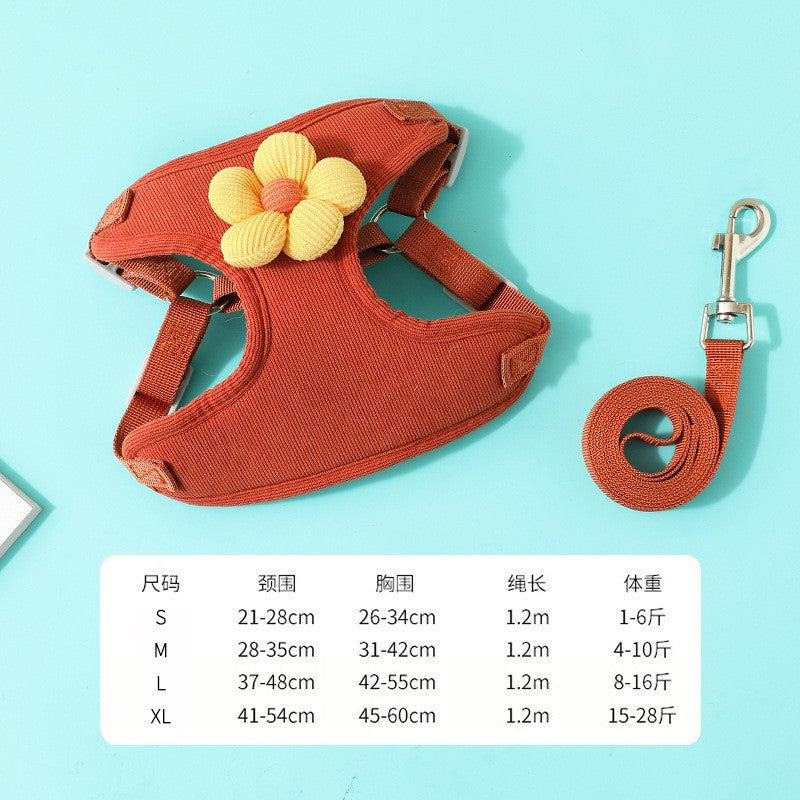 Pet leash, dog harness for outdoor use, pet clothes, dog leash, half-pack cat leash