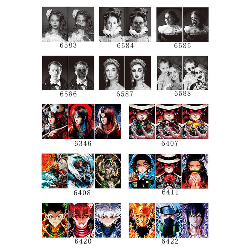 Anime 2D mobile phone stickers modern 3D mini mobile phone stickers refrigerator 3D decorative stickers Halloween creative stickers