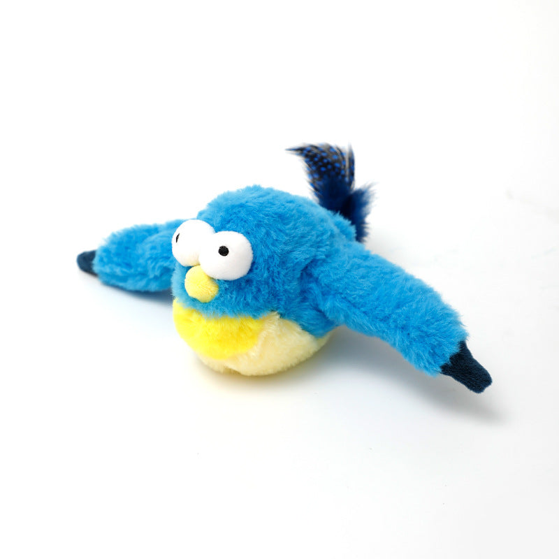 Popular pet plush toys flapping sound shaking bird electric cat toy pet self-hilarious simulation fish swinging wing bird