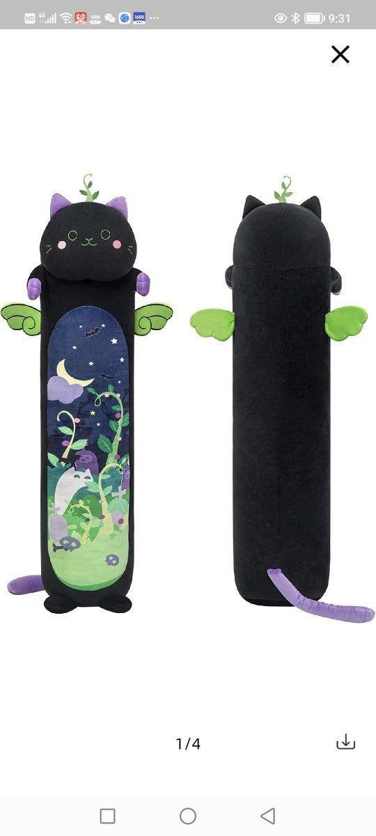 Cross-border product colorful cat pillow newt black cat long pillow pillow pillow Halloween gift for boyfriend and girlfriend