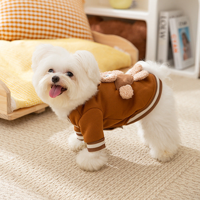 New autumn and winter Korean version dog cute cartoon small and medium-sized dog bear sweatshirt cat Teddy pet dog clothes