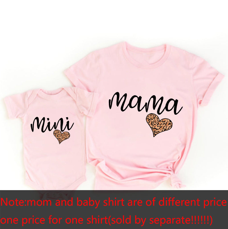 Parent-child summer clothes for a family of three 2022 new pure cotton baby mother and daughter clothes baby fart clothes family clothes T-shirt