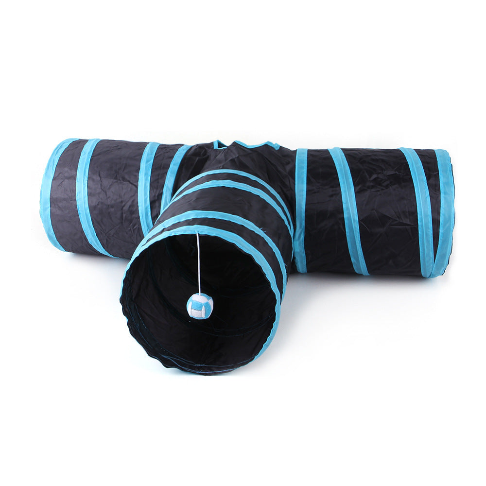 Manufacturer pet products cat single-layer tee tunnel intellectual cat toy drill barrel foldable cat channel