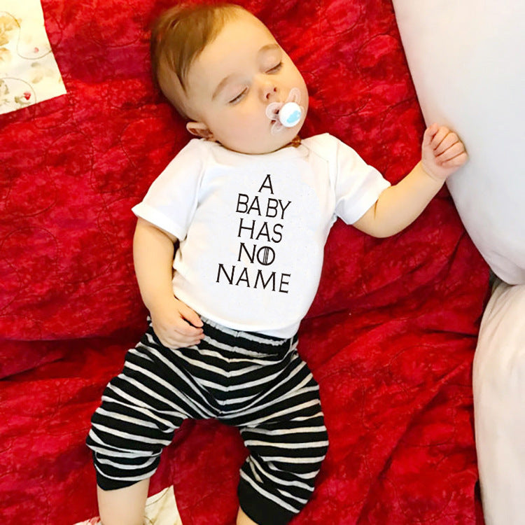 ins pure cotton crawling clothes baby triangle jumpsuit aliexpress summer print A BABY HAS NO NAME