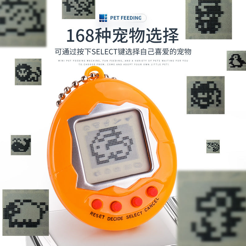 Children's nostalgic feeding elf pet electronic game console mini creative pet machine keychain pendant male toy