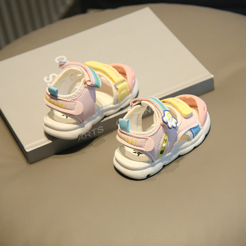 Baby cartoon sandals 2025 summer children's functional shoes boys and girls small and medium children's Baotou beach shoes toddler shoes