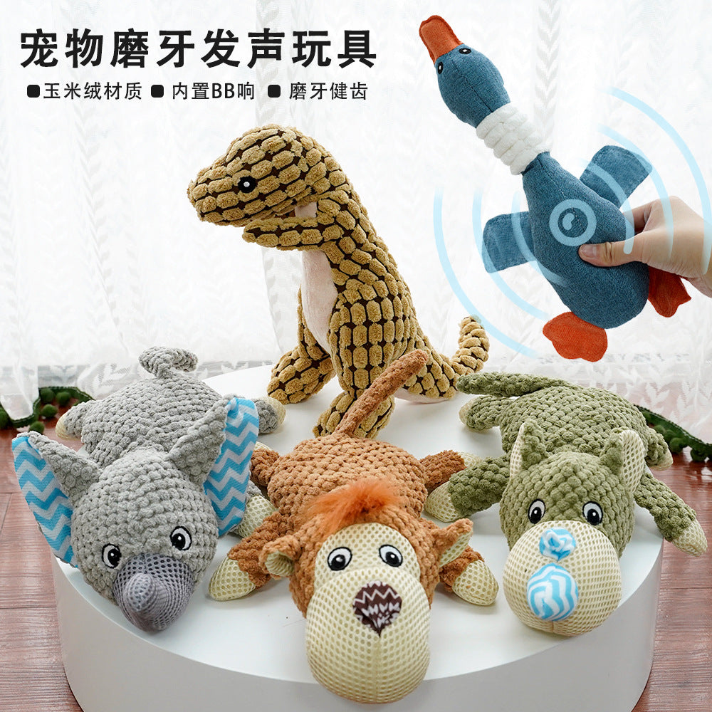 Pet plush sound toy corn velvet multiple colors optional teeth grinding and biting resistant dog and cat supplies manufacturers wholesale