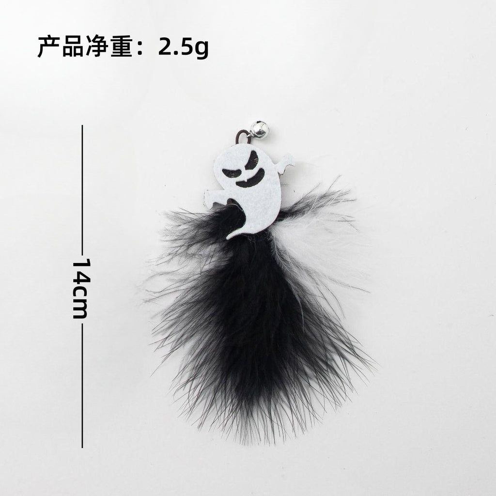 Cross-border new Halloween cat toys new cat teaser pumpkin ghost feather bell plastic cat toy manufacturer