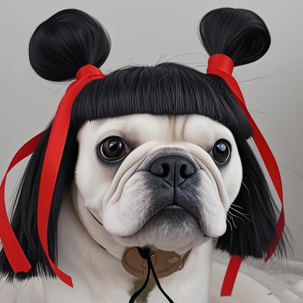 Factory direct sales cross-border pet hot-selling pet wigs dog wigs Halloween pet accessories curly hair straight hair