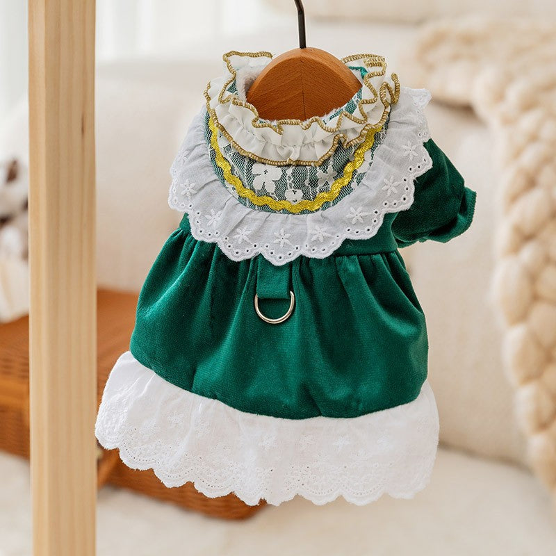 Puppy Christmas Princess Skirt Autumn and Winter Teddy Bichon Pomeranian Small Dog Pet Cat Clothes Winter