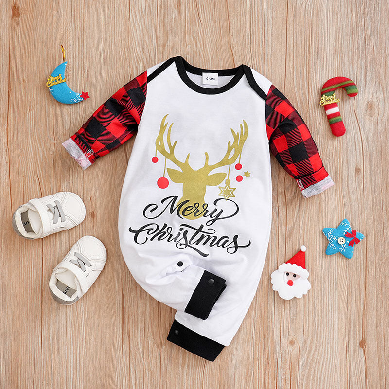 Autumn and winter Christmas baby jumpsuit baby clothes long-sleeved newborn crawling clothes baby Christmas clothing cross-border
