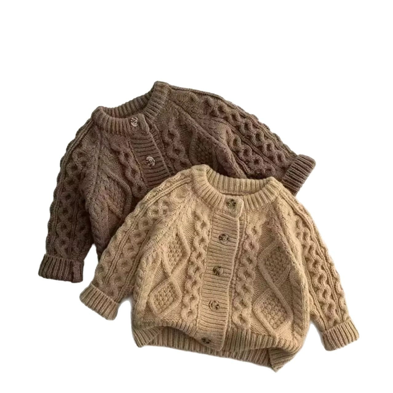 Children's knitted cardigan sweater baby sweater spring and autumn knitted sweater boys and girls thickened coat trendy winter wear