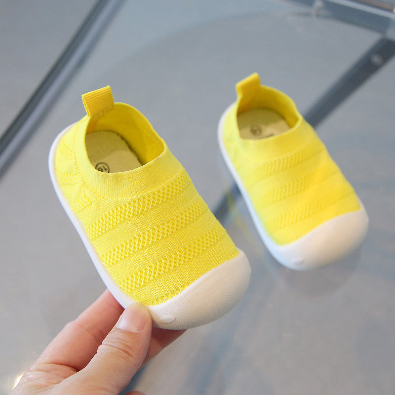 Baby toddler shoes spring and autumn new breathable non-slip indoor shoes baby net shoes knitted children's shoes flying knitted socks shoes