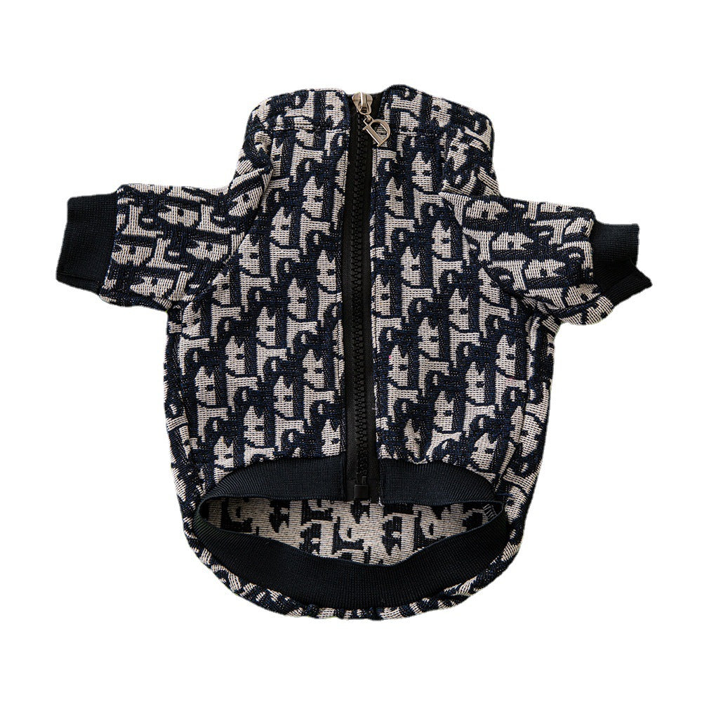 New dog clothes, trendy brand Pomeranian French Dou pet clothes, fashionable luxury cat and dog coat with D zipper