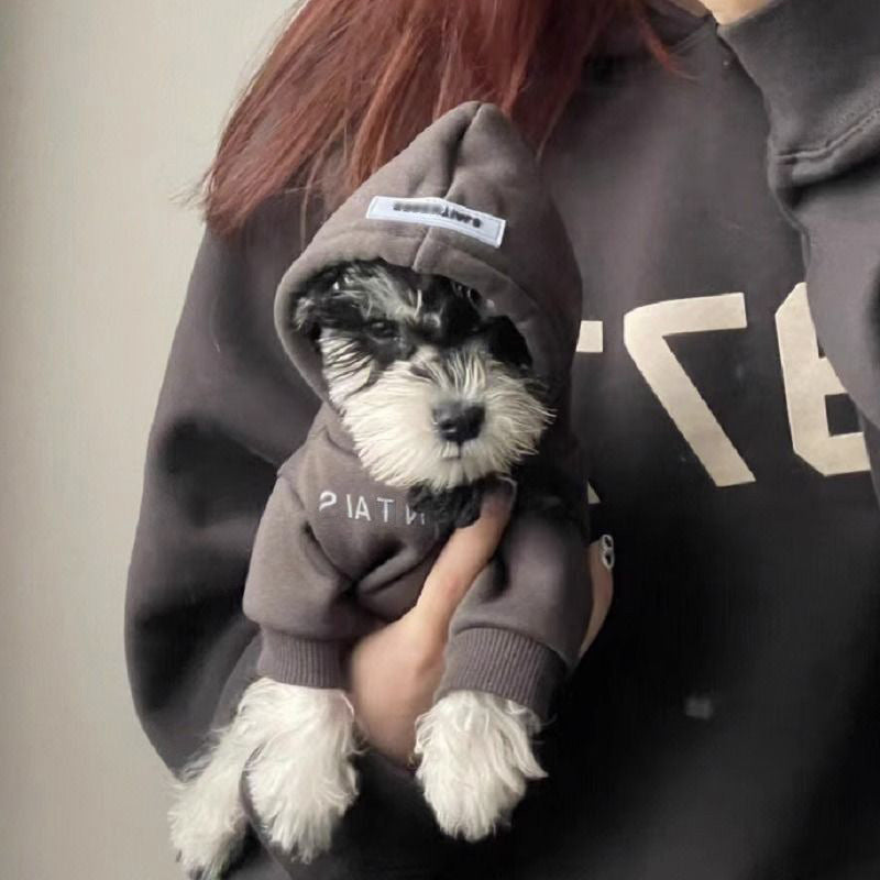 Dog clothes spring and autumn sweatshirt plus velvet warm Teddy Yorkshire schnauzer small dog pet autumn and winter clothes
