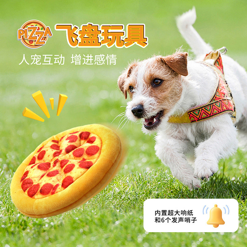 Dog chewing sound toy fun pizza BB interactive training resistant to tearing simulation pet teething toy