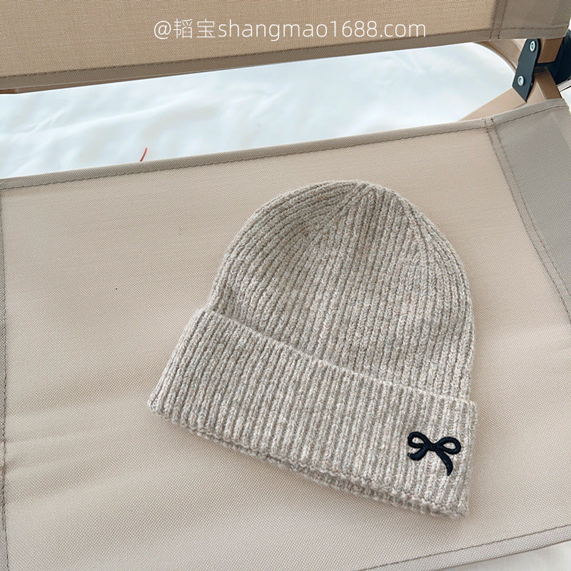 2025 new children's knitted hat winter embroidery cotton yarn hat baby girl casual all-match outdoor warm cold hat