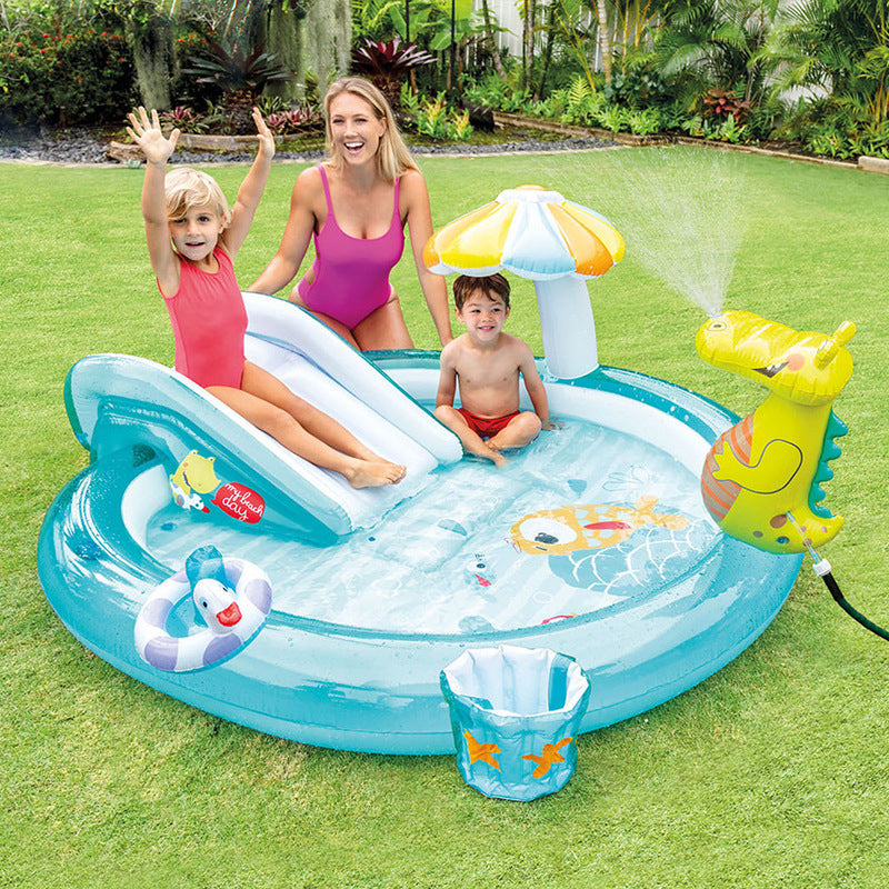 INTEX thickened swimming pool fishing pool inflatable ball pool baby paddling pool swimming pool home with slide swimming pool