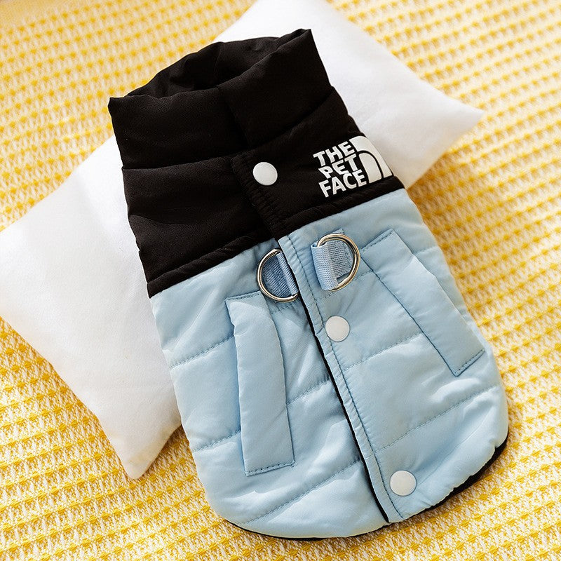 Thickened autumn and winter puppy dog clothes vest Teddy Bichon small dog can be pulled warm cat pet clothing