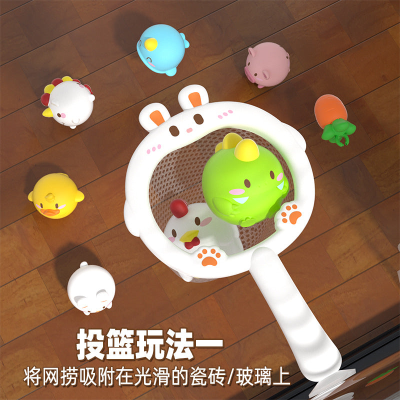 Cross-border baby bath toys baby net fishing little yellow duck children's swimming bathroom water play light toys 0-3 years old
