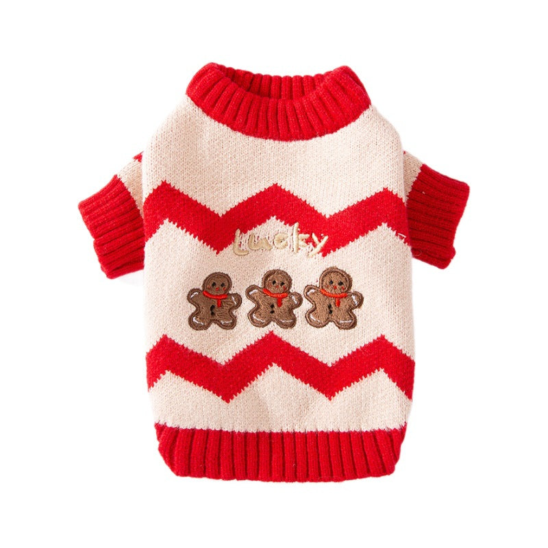 Puppy Autumn and Winter Christmas Elk Pet Sweater Cat Two-legged Knitted Sweater Warm Teddy Pet Clothes