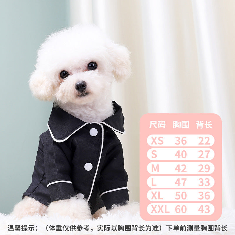 Factory direct sales of high-quality pet clothes, European, American and Korean version, French style pet clothes, dog pajamas