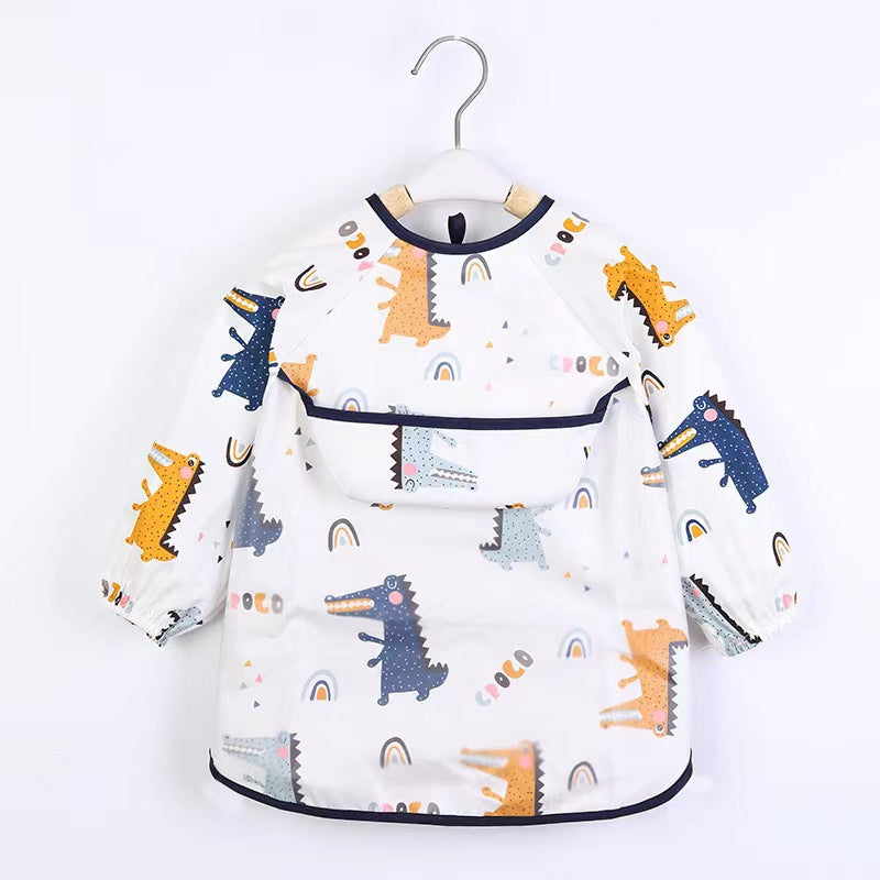 Summer pure cotton thin baby eating smock apron kindergarten waterproof anti-dirty smock bib reverse wear bib