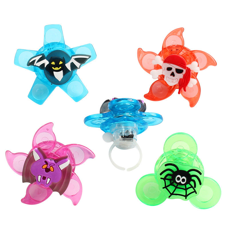 Cross-border Amazon Halloween glow necklace finger gyroscope LED flash pumpkin luminous ghost head pendant toy