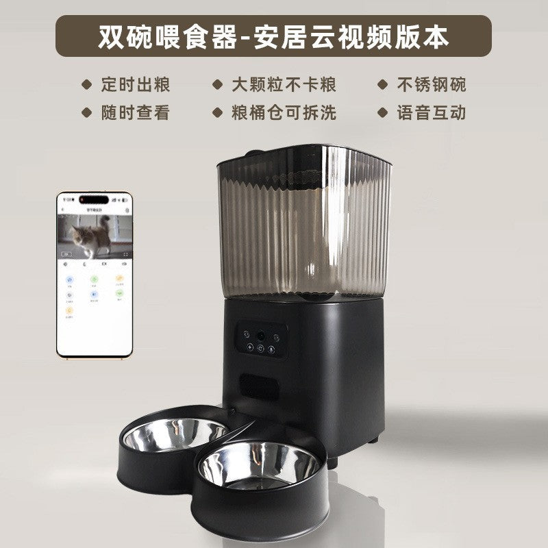 Pet smart feeder cat large capacity remote monitoring timing quantitative with camera automatic cat feeding artifact