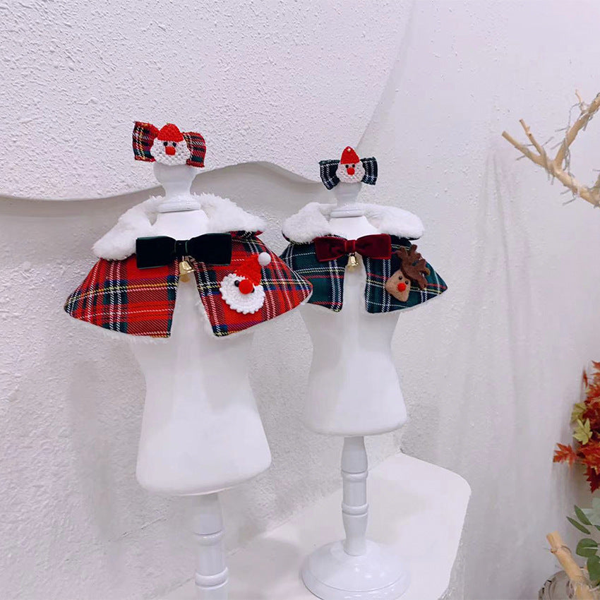 Pet Christmas clothes scarf cloak clothing New Year cat dog shawl neckband Teddy Bichon puppy cloak