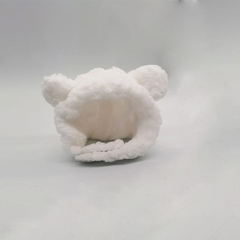 New pet hat bear plush head cover cute cat dog woven warm headdress dress up pet clothes