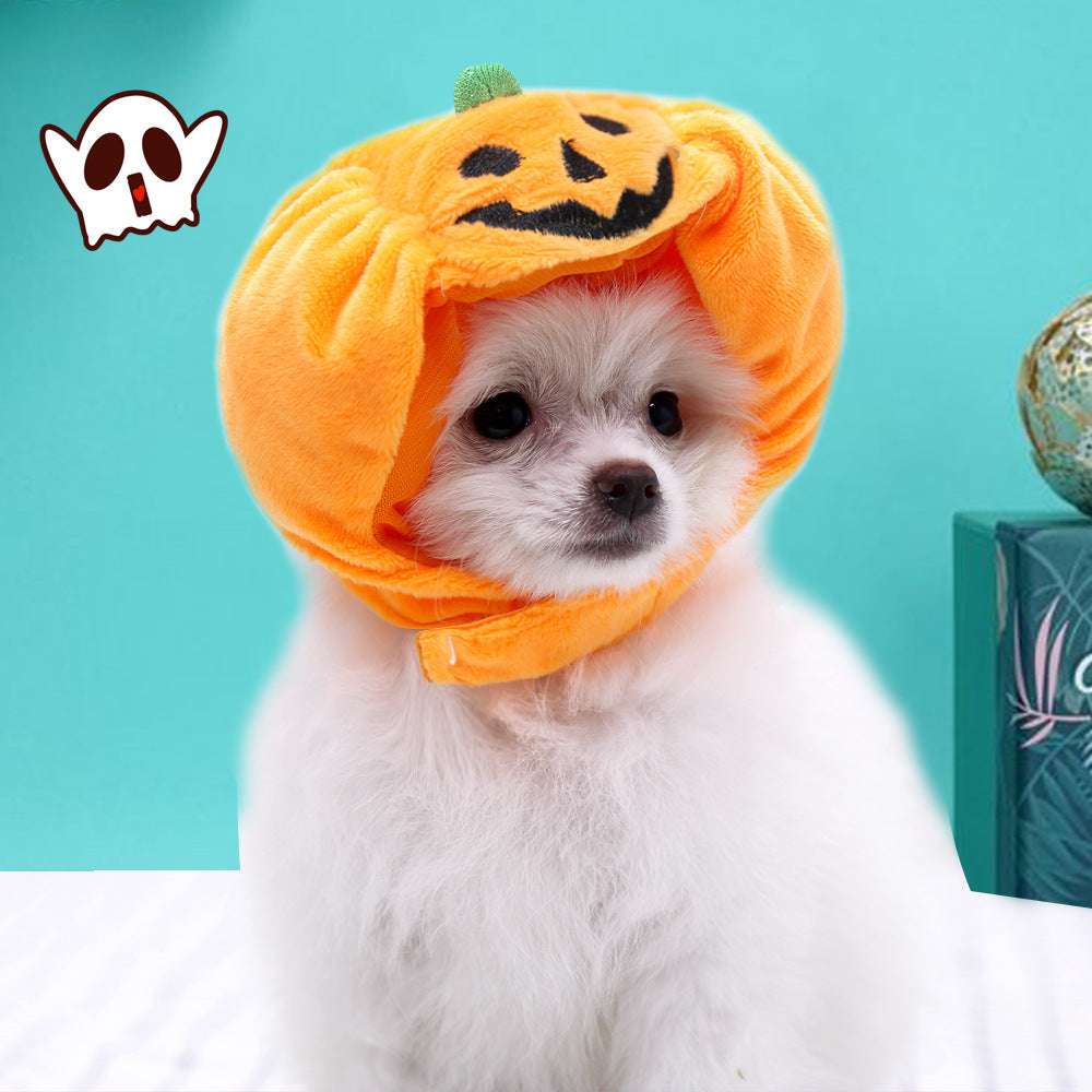Pet cat dog pumpkin cat hat Halloween ghost festival decoration headdress supplies small medium and large dog Teddy French bulldog