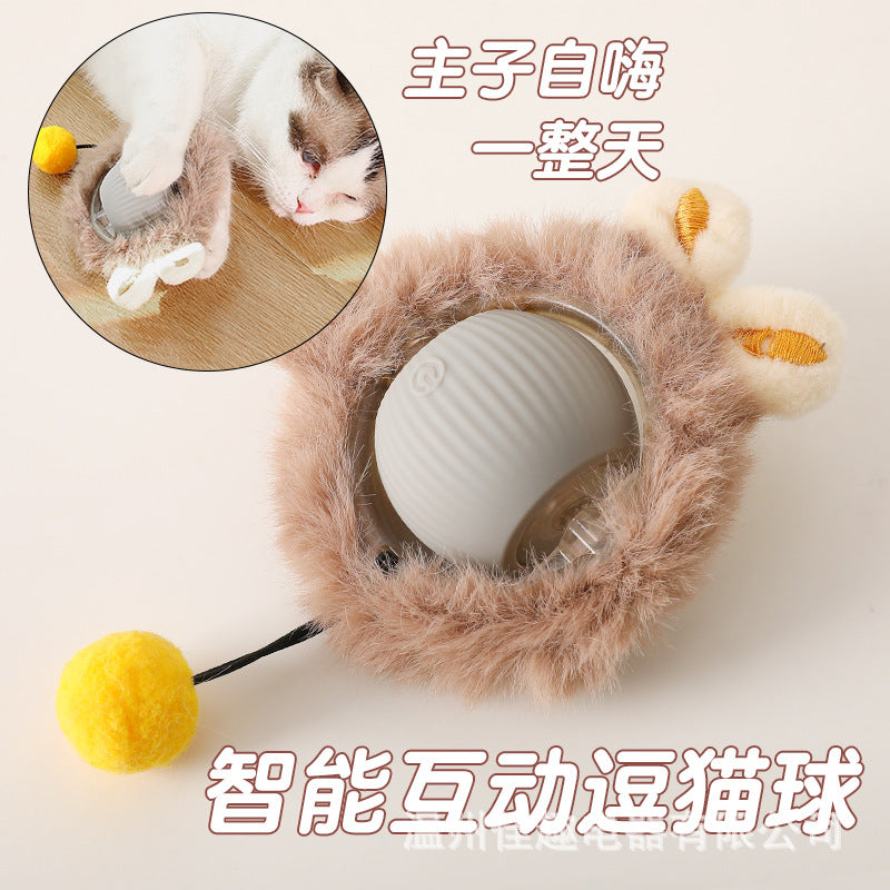 Cross-border cat toy ball self-entertainment ball to amuse cats rolling ball fur pet to relieve boredom plush cat amusing ball cat toy pet