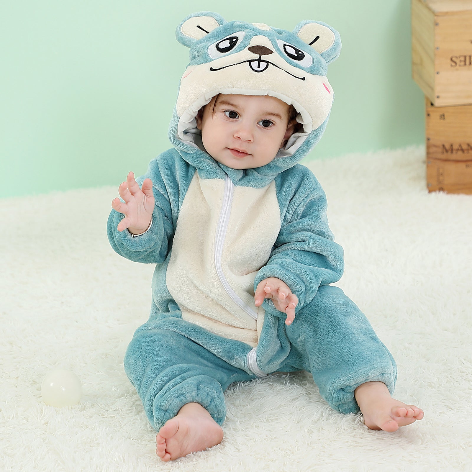 MICHLEY cross-border children's animal jumpsuits crawling clothes baby large size crawling clothes infant flannel crawling clothes