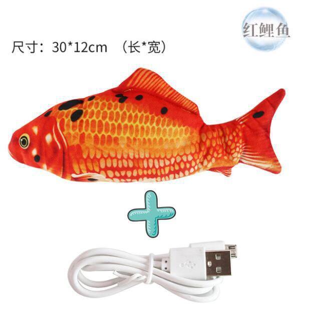 Cross-border electric fish to tease cat fish USB charging pet toy wagging tail jumping fish plush cat toy simulation fish
