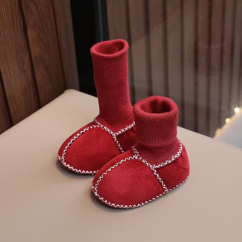 Baby toddler shoes soft sole winter 0-1 years old warm imitation sheepskin fur integrated baby shoes floor socks indoor shoes