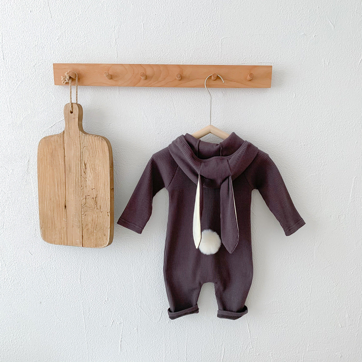 Children's clothing autumn new style boys and girls baby cute rabbit shape jumpsuit infant threaded hooded outdoor climbing clothes