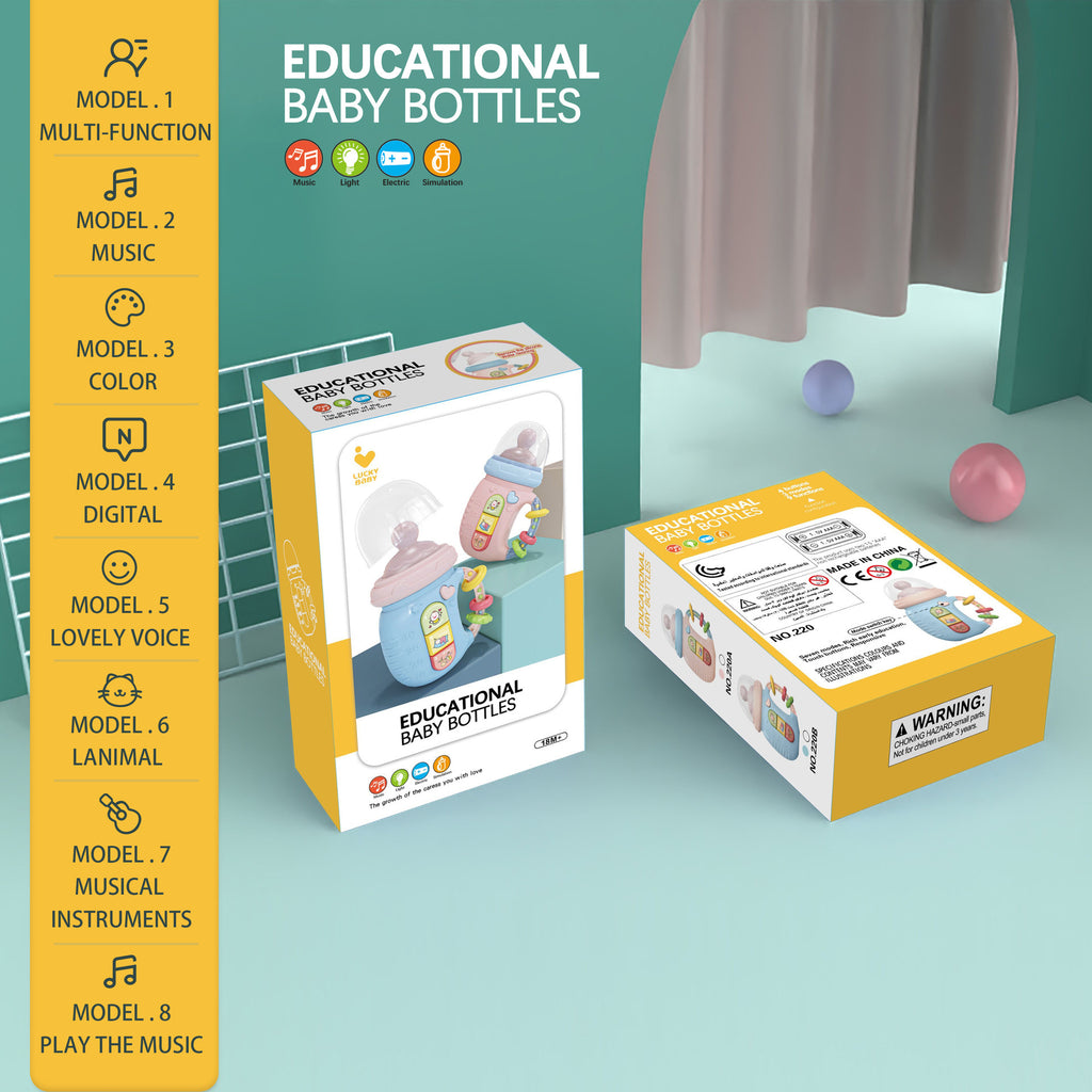 0-1 year old baby toys, newborn light music electric soothing bottle, rattle Chinese and English early childhood education mobile phone