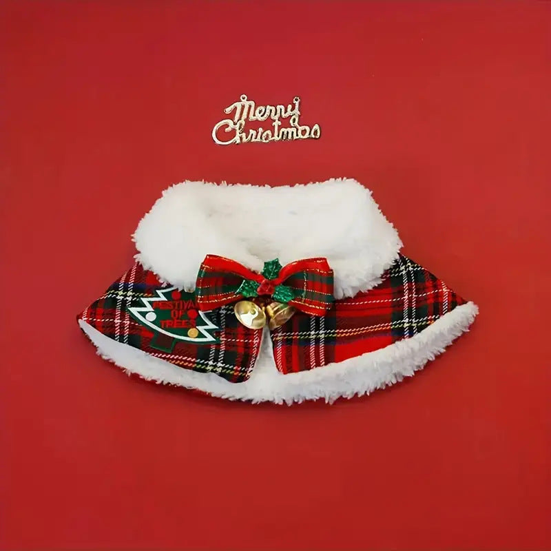 Cat Christmas cloak, dog New Year shawl, pet scarf, British shorthair autumn and winter clothes, warm Teddy collar