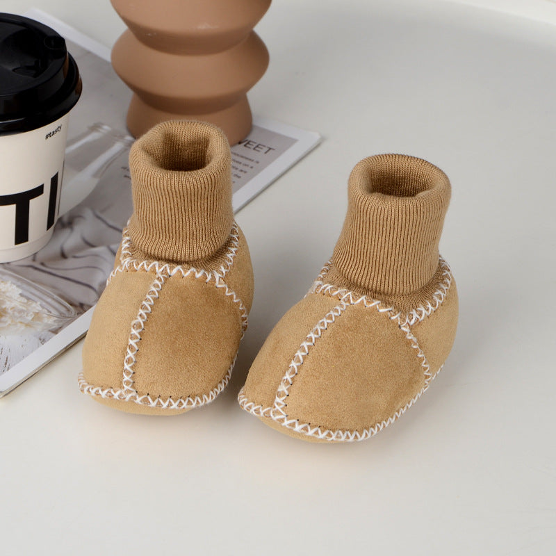 Baby toddler shoes soft sole winter 0-1 years old warm imitation sheepskin fur integrated baby shoes floor socks indoor shoes