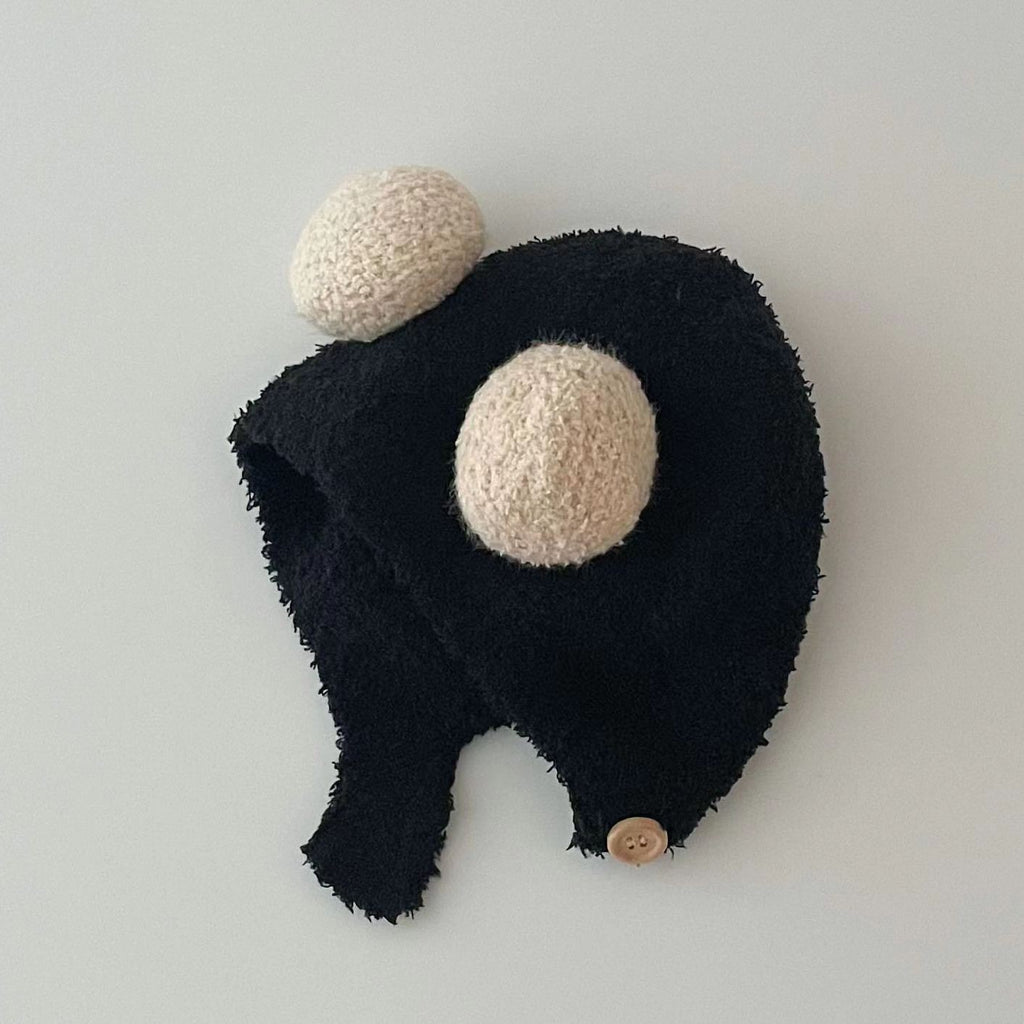 Baby hat autumn and winter newborn infant ear protection hat pure cotton cute warm boys and girls baby knitted plush hat