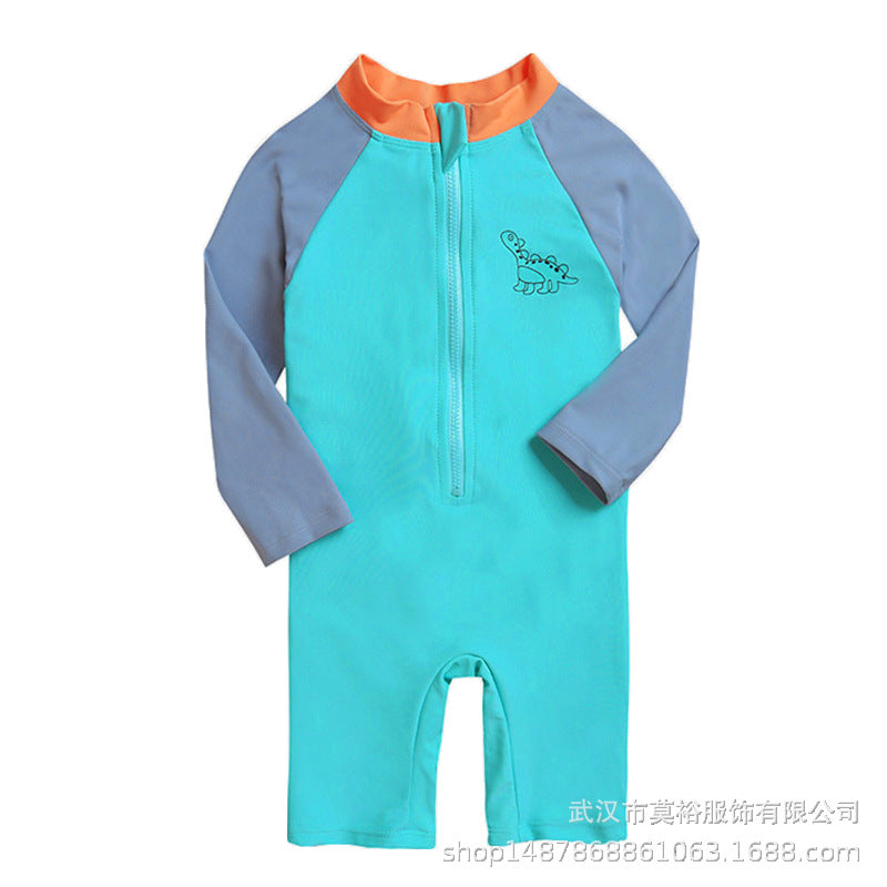 2022 Boys Baby Dinosaur Corner Surfing Suit Toddler Sunscreen Baby Swimwear Children Girls Long Sleeve Sunscreen Swimming
