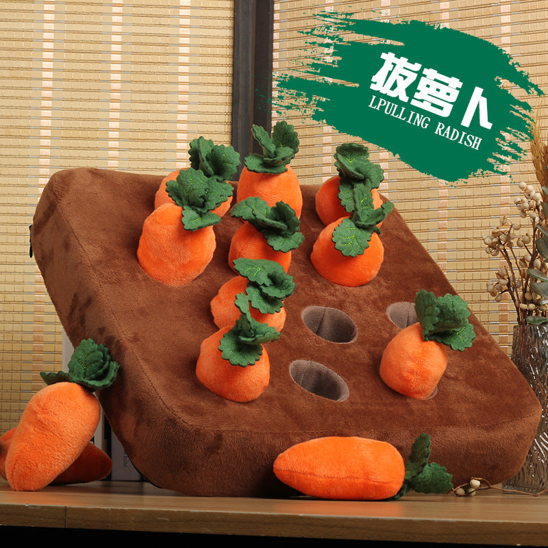 Cross-border popular internet celebrity pet chewing doll creative carrot-pulling plush toy children parent-child interactive vegetable patch