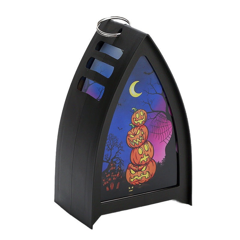 Halloween wind lantern candle holder Ghost Festival horror decoration props LED electronic candle lamp pumpkin lamp skull ornaments