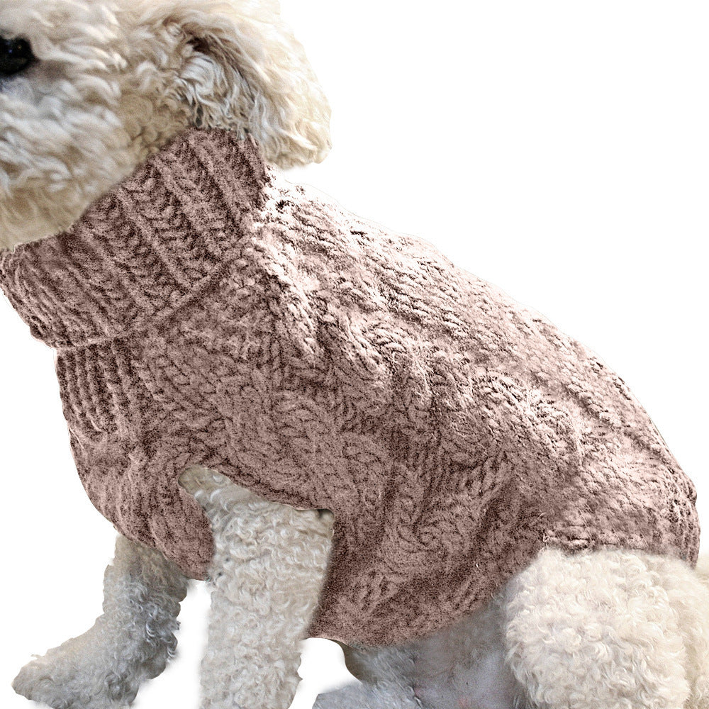 Dog cute pet sweater fashionable autumn and winter new pet clothes solid color twisted knitted warm clothing comfortable