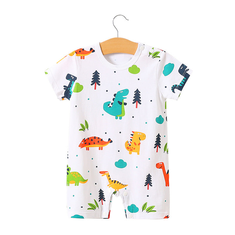 Baby jumpsuit summer clothes baby short-sleeved clothes ins style newborn cartoon animal crawling cotton romper