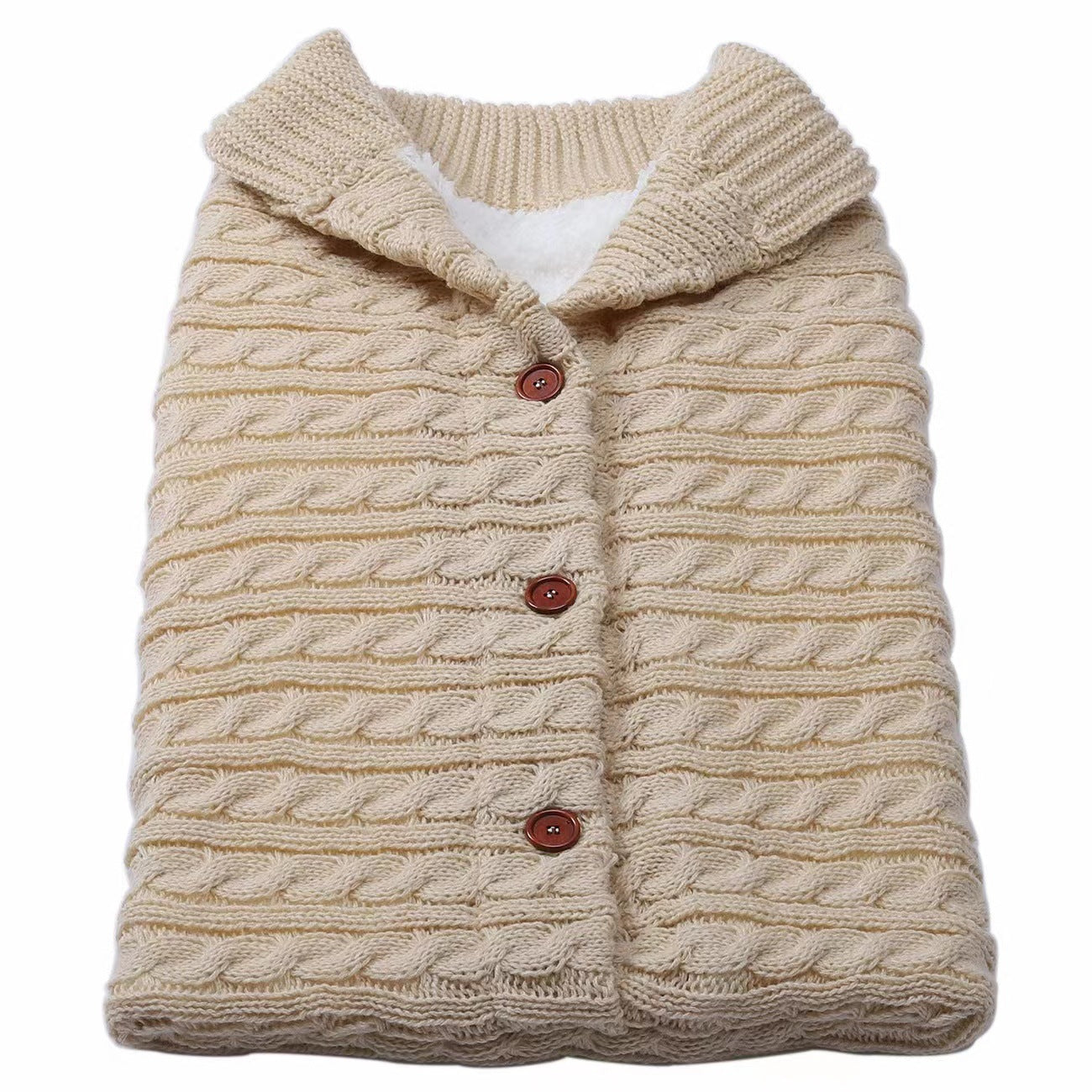 Autumn and winter baby stroller sleeping bag European and American new button sleeping bag baby wool knitted plus velvet thick warm sleeping bag