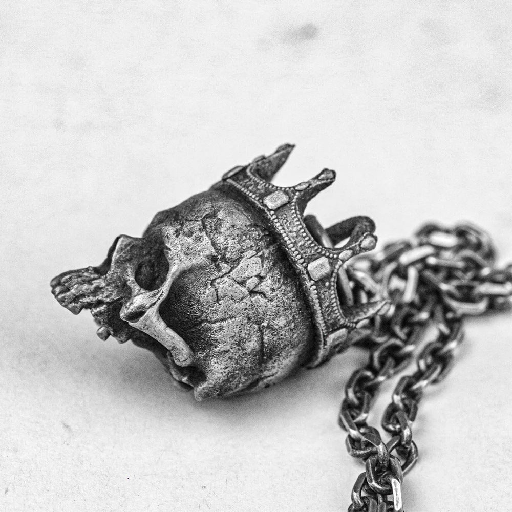 European and American men's punk style Gothic skull ghost head pendant necklace personality hip-hop Halloween necklace accessories