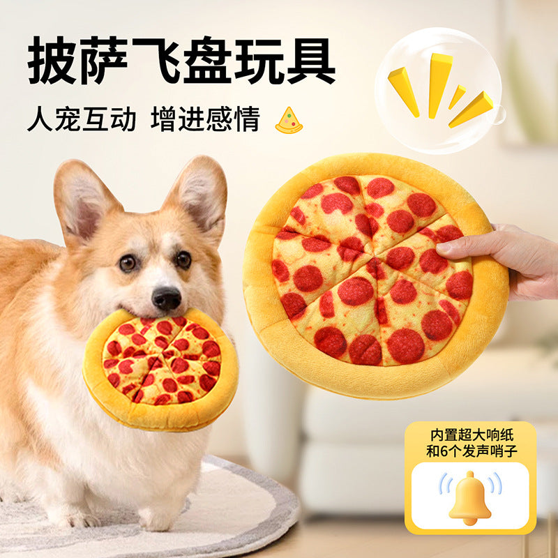 Dog chewing sound toy fun pizza BB interactive training resistant to tearing simulation pet teething toy